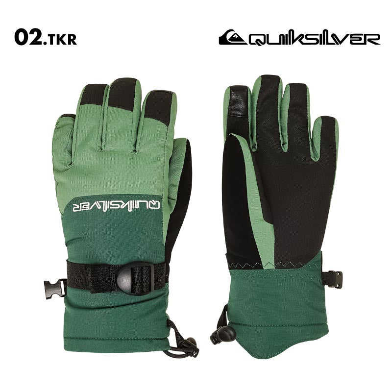 QUIKSILVER/クイックシルバー ジュニア ジュニア 5指グローブ MISSION YOUTH GLOVE 2025-26SNOW KGV253403 スノーグローブ 手袋 スノー スキー スノボ スノーボード 耐水 防寒 リストアジャスター リーシュコード ジュニア 子供用 こども用 男の子用 女の子用