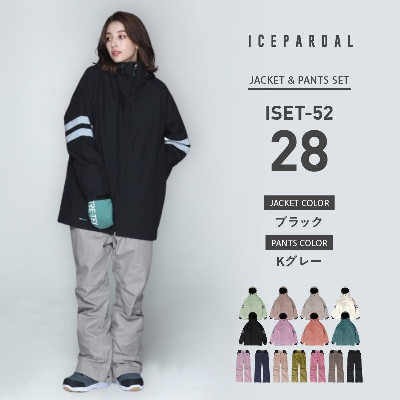 라인 리플렉터 상하 세트 스노우 보드웨어 여성 ICEPARDAL ISET-52