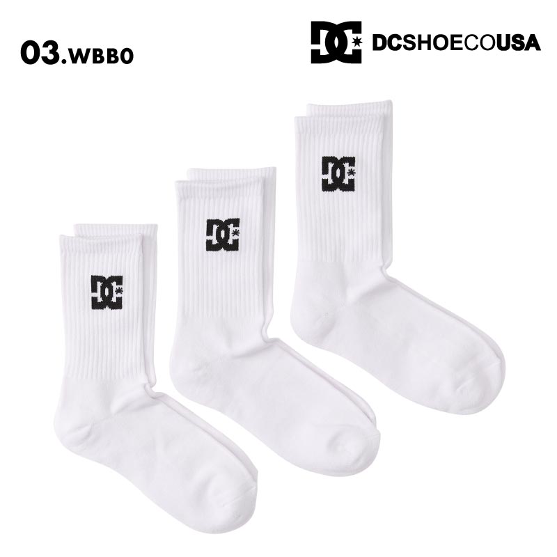 DC SHOES/ディーシー メンズ ソックス SPP DC CREW 3PK 2025 SPRING DSO251235 靴下 くつした ロゴ 3足セット クルーソックス ブランド 正規品 シンプル 男性用