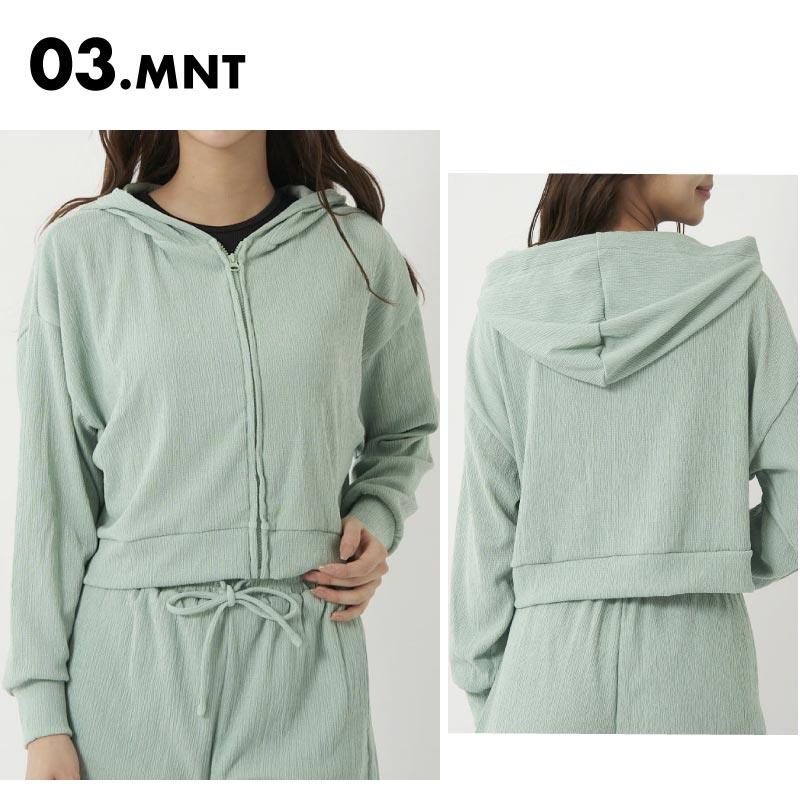 OP/オーシャンパシフィック レディース 長袖ラッシュパーカー シワ素材ショート丈ラッシュ 2024 S/S 524494 女性用 メール便対応