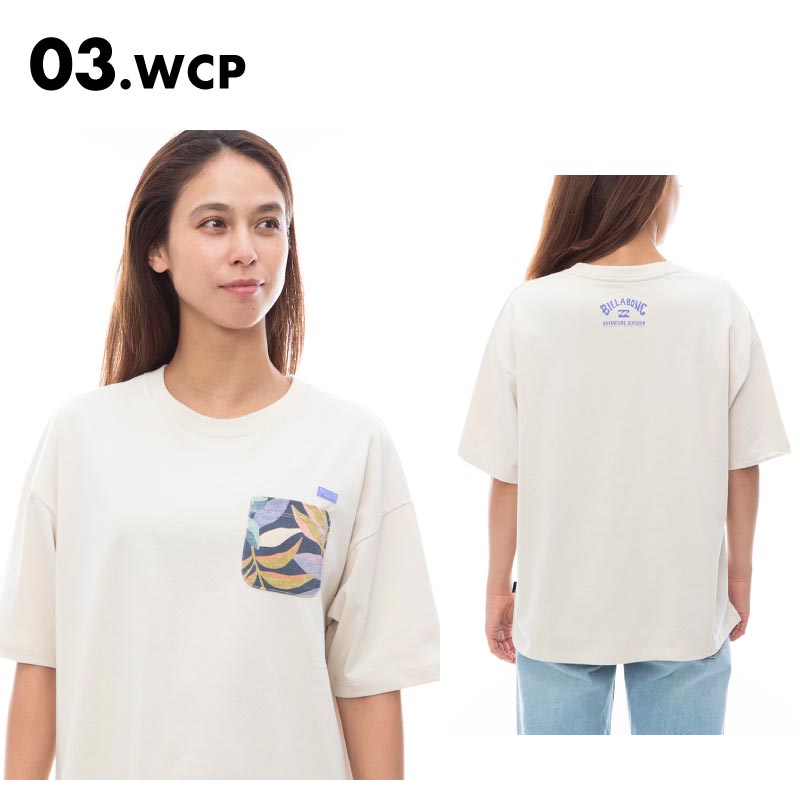 BILLABONG/ビラボン レディース UV半袖Tシャツ ADIV POCKET TEE 2024 SPRING UVカット 吸収速乾 日焼け対策 ティーシャツ 紫外線対策 オシャレ ロゴ BE013-214