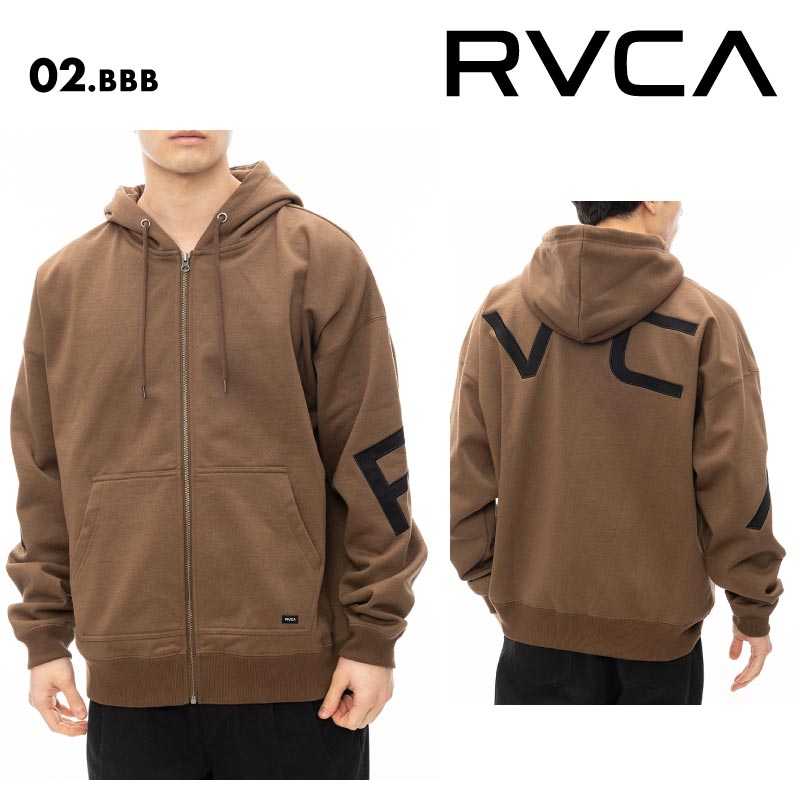 RVCA/ルーカ メンズ ジップパーカー FAKE RVCA ZIP HD 2024 FALL&WINTER BE042-044 バックプリント ビッグシルエット ルーズシルエットシルエット フード付き フーディ ロゴ ジップアップ フルジップ 秋冬 男性用 男性用