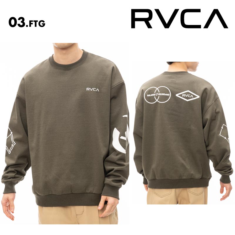 RVCA/ルーカ メンズ トレーナー STACKHOUSE CR 2024 FALL&WINTER BE042-033 クルーネック 長袖 長そで 防寒 大きめ ビッグシルエット ルーズシルエット 裏起毛 ロゴ 男性用 男性用