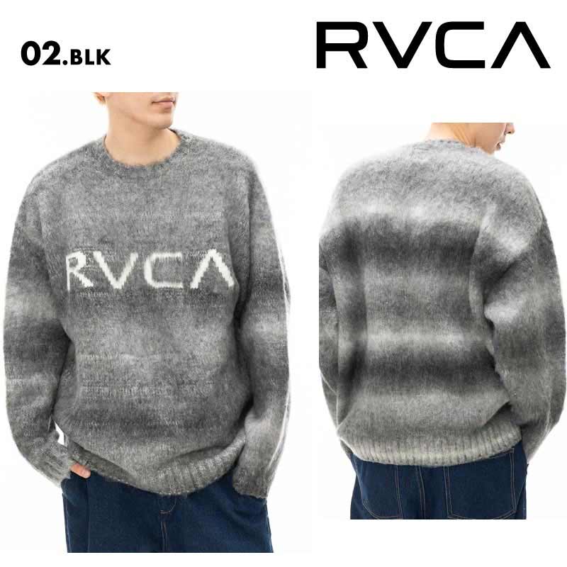 RVCA/ルーカ メンズ セーター BIG RVCA KNIT 2024 FALL&WINTER BE042-651 クルーネック ボーダー調 リラックス 防寒 暖かい シャギー素材 秋冬 ロゴ 秋冬 男性用 男性用