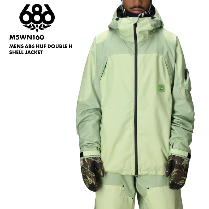 686/シックスエイトシックス メンズ スノージャケット MENS 686 HUF DOUBLE H SHELL JACKET 2025-26 WINTER M5WN160 スノーウェア スノーボードウェア スノボウェア スキーウェア 上着 アウター 防寒 キークリップ ヘルメット対応 ブランド 男性用