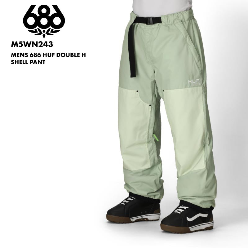 686/シックスエイトシックス メンズ スノーパンツ MENS 686 HUF DOUBLE H SHELL PANT 2025-26 WINTER M5WN243 スノーウェア スノーボードウェア スノボウェア スキーウェア ズボン パンツ 防寒 キークリップ ブーツゲイター ブランド 男性用