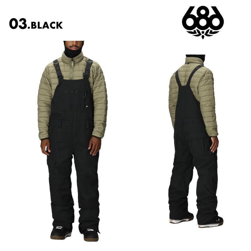 686/シックスエイトシックス メンズ スノービブパンツ MENS HOT LAP INSULATED BIB 2025-26 WINTER M5WN251 スノーウェア スノーボードウェア スノボウェア スキーウェア ズボン パンツ 防寒 耐水 ブーツゲイター ブランド 男性用