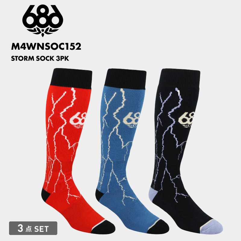 686/シックスエイトシックス メンズ 靴下 STORM SOCK 3PK WINTER 24-25 M4WNSOC152 ソックス くつ下 ロゴ アウトドア ブランド おしゃれ 男性用