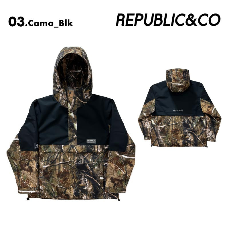 Republic & Co/リパブリック メンズ スノージャケット TRAIL PULLOVER JACKET 2025-26SNOW TRAIL_PULLOVER_JACKET スノーウェア スノーボードウェア スノボウェア スキーウェア 上着 アウター 防寒 防水 透湿 ストレッチ素材 男性用