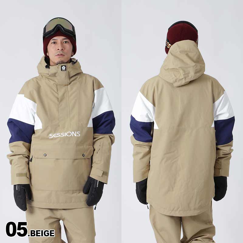SESSIONS/セッションズ メンズ スノーウェア プルオーバージャケット SSFW230013 スノージャケット スノボウェア スノーウェア スキーウェア 上 防寒 ウインタースポーツ アノラック 男性用