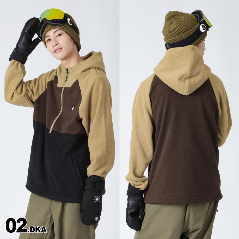 VOLCOM/ボルコム メンズ フリースZIPパーカー G4152401 ジップパーカー スウェット スエット フード付き 上 ロゴ ハーフジップ インナー ウインタースポーツ 防寒 男性用