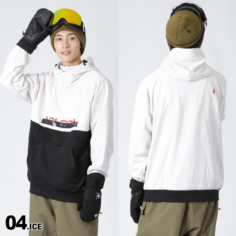 VOLCOM/ボルコム メンズ フード付フリースパーカー G4152403 ジップパーカー スウェット スエット フード付き 上 ロゴ フェイスガード付 インナー ウインタースポーツ 防寒 男性用