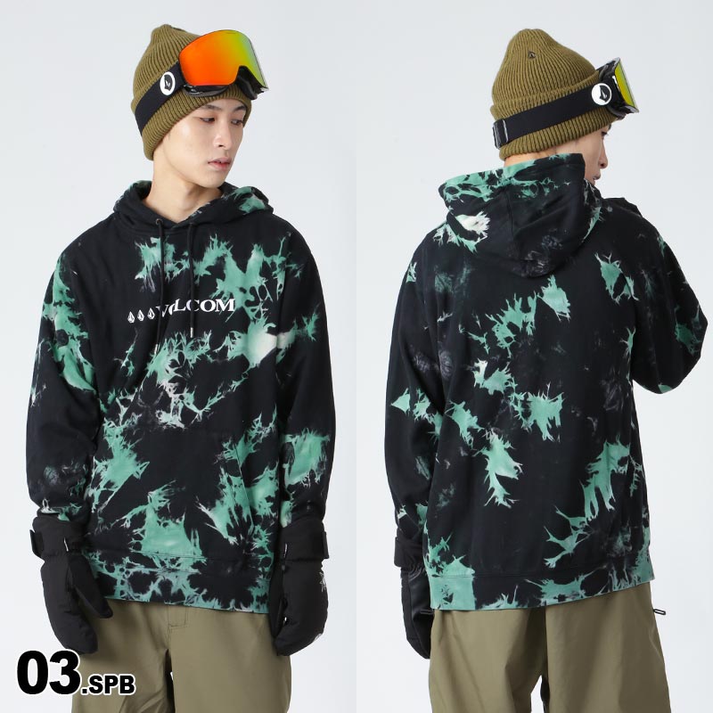 VOLCOM/ボルコム メンズ フリースパーカー G4152402 ジップパーカー スウェット スエット フード付き 上 ロゴ 背中ロゴ インナー ウインタースポーツ 防寒 男性用