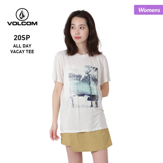 【SALE】 VOLCOM/ボルコム レディース 半袖 Tシャツ B3512006 ティーシャツ はんそで UVカット ロゴ ホワイト 白 女性用