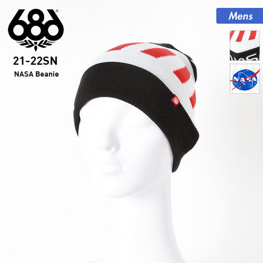 【SALE】 686/シックスエイトシックス メンズ 折り返し ニット帽 NASAコラボ M1WBNE06 ダブル 二つ折り ビーニー ニットキャップ 帽子 スキー スノーボード スノボ 防寒 男性用【メール便発送21FW08】