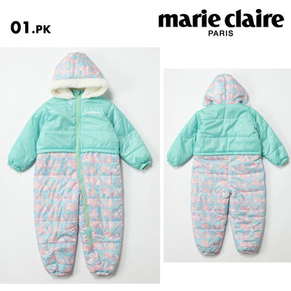 marie claire/マリクレール キッズ スノースーツ 幾何柄スノージャンプスーツ 24FW 144300 スノーウエア つなぎ 雪遊び ベビー 防寒 スノーコンビ かわいい ジュニア 子供用 こども用 男の子用 女の子用