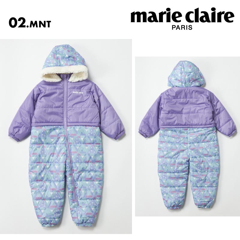 marie claire/マリクレール キッズ スノースーツ 幾何柄スノージャンプスーツ 24FW 144300 スノーウエア つなぎ 雪遊び ベビー 防寒 スノーコンビ かわいい ジュニア 子供用 こども用 男の子用 女の子用