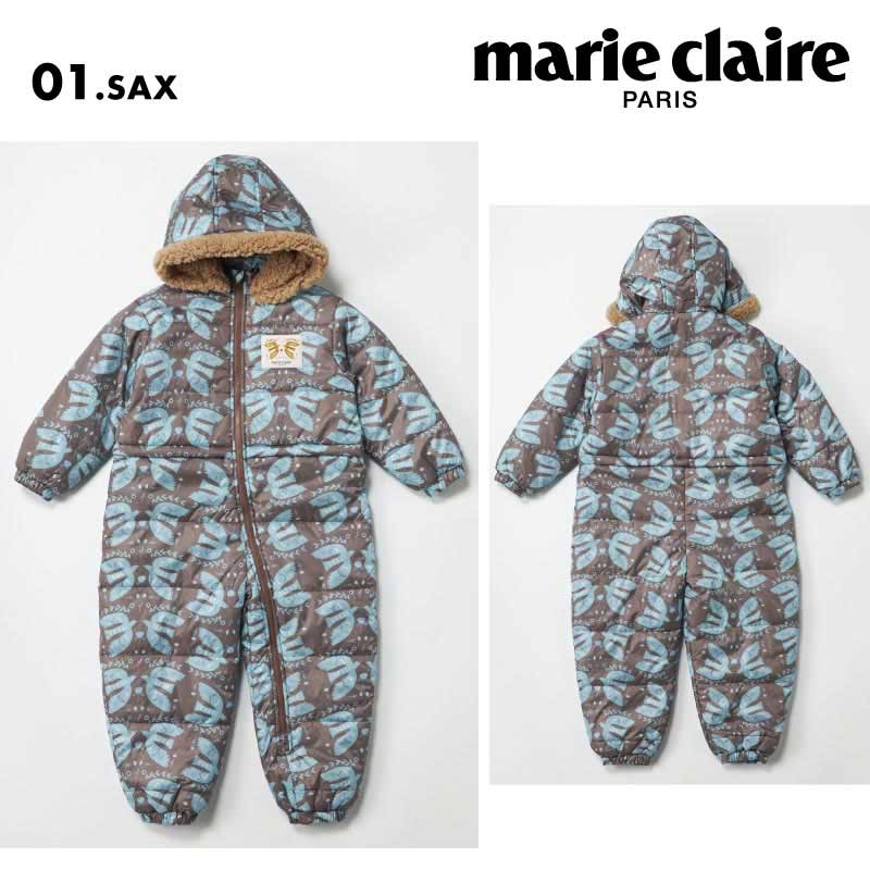 marie claire/マリクレール キッズ スノースーツ 蝶柄スノージャンプスーツ 24FW 144301 スノーウエア つなぎ 雪遊び ベビー 防寒 スノーコンビ かわいい ジュニア 子供用 こども用 男の子用 女の子用