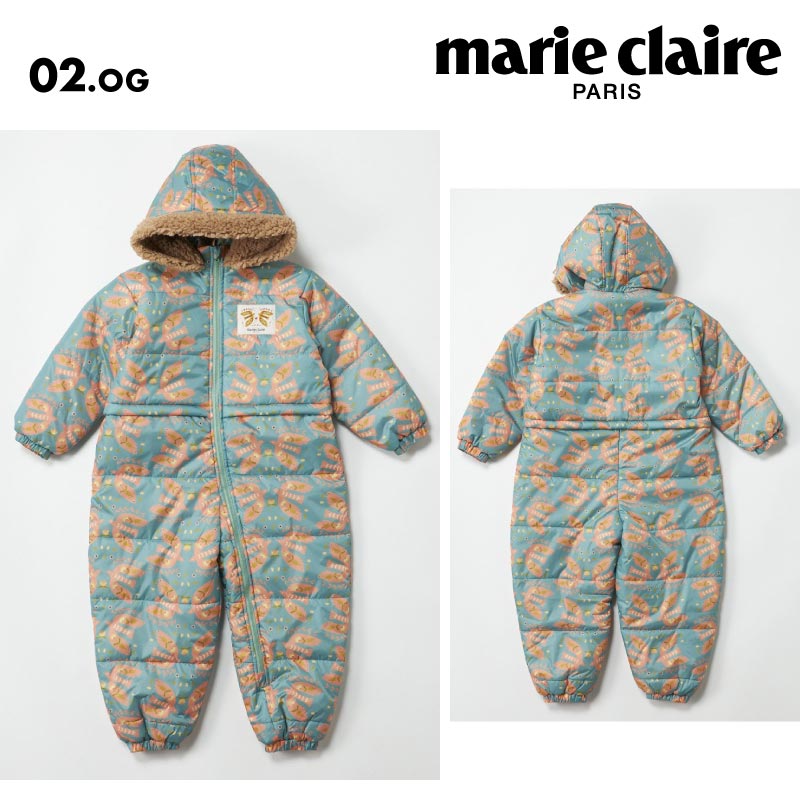 marie claire/マリクレール キッズ スノースーツ 蝶柄スノージャンプスーツ 24FW 144301 スノーウエア つなぎ 雪遊び ベビー 防寒 スノーコンビ かわいい ジュニア 子供用 こども用 男の子用 女の子用