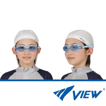 VIEW/View Kids Swimming Goggles for Elementary School Students V722J Suitable for All Elementary School Years 6-12 Years Underwater Glasses Underwater Glasses with Case Swimming Competition Pool Junior Children Children Boys Girls 