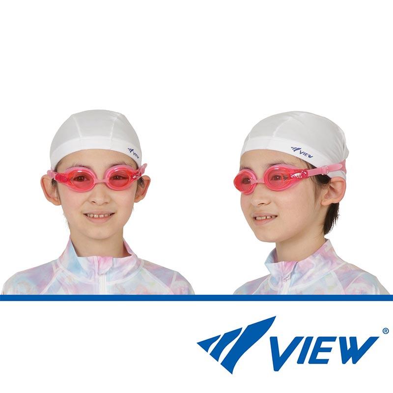 VIEW/View Kids Swimming Goggles for Elementary School Students V722J Suitable for All Elementary School Years 6-12 Years Underwater Glasses Underwater Glasses with Case Swimming Competition Pool Junior Children Children Boys Girls 