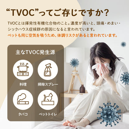 エアーチェッカー TVOC 空気質 モニター 温湿度計 温度計 湿度計 置き掛け兼用 犬 猫 OC STYLE ペット用品 Air Quality Monitor AQM-1122TVOC