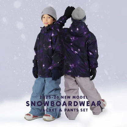 [1~14カラー]スノーボードウェア キッズ ジュニア スキーウェア 上下セット 中綿入り 撥水 防寒 15cmサイズ調整可 PONTAPES/ポンタぺス PJS-110PR