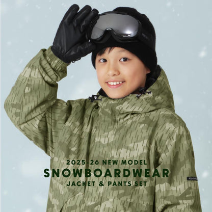 [15~20カラー]スノーボードウェア キッズ ジュニア スキーウェア 上下セット 中綿入り 撥水 防寒 15cmサイズ調整可 25-26モデル PONTAPES/ポンタぺス PJS-110PR