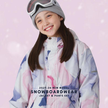 [1~14カラー] スノーボードウェア キッズ ジュニア スキーウェア 上下セット 中綿入り 撥水 防寒 15cmサイズ調整可 25-26モデル ICEPARDAL/アイスパーダル IJS-889PR