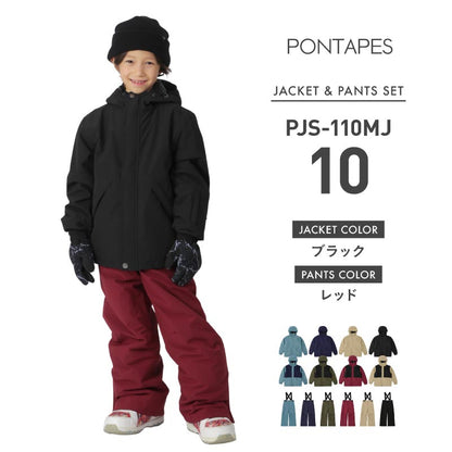 Raglan color scheme Top and bottom set Snowboard wear Junior 100 110 120 130 140 150 cm PONJR-109 