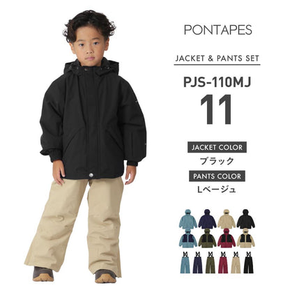 Raglan color scheme Top and bottom set Snowboard wear Junior 100 110 120 130 140 150 cm PONJR-109 