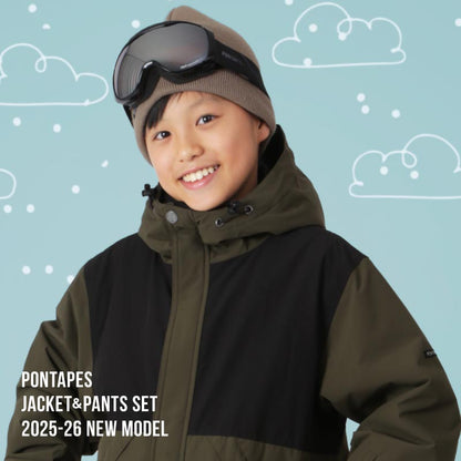 Raglan color scheme Top and bottom set Snowboard wear Junior 100 110 120 130 140 150 cm PONJR-109 