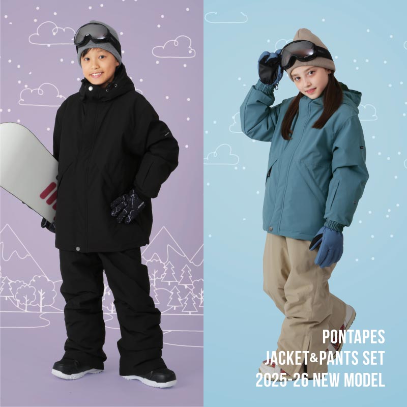 Raglan color scheme Top and bottom set Snowboard wear Junior 100 110 120 130 140 150 cm PONJR-109 