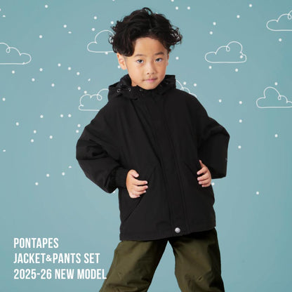 [15~20カラー] スノーボードウェア キッズ ジュニア スキーウェア 上下セット 15cmサイズ調整可 中綿入り 撥水 防寒 25-26モデル PONTAPES/ポンタぺス PJS-110MJ