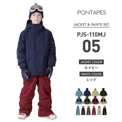 Raglan color scheme Top and bottom set Snowboard wear Junior 100 110 120 130 140 150 cm PONJR-109 