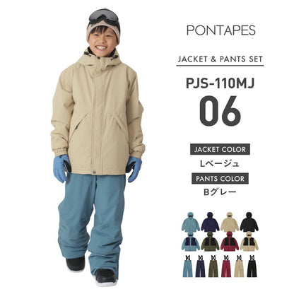 Raglan color scheme Top and bottom set Snowboard wear Junior 100 110 120 130 140 150 cm PONJR-109 