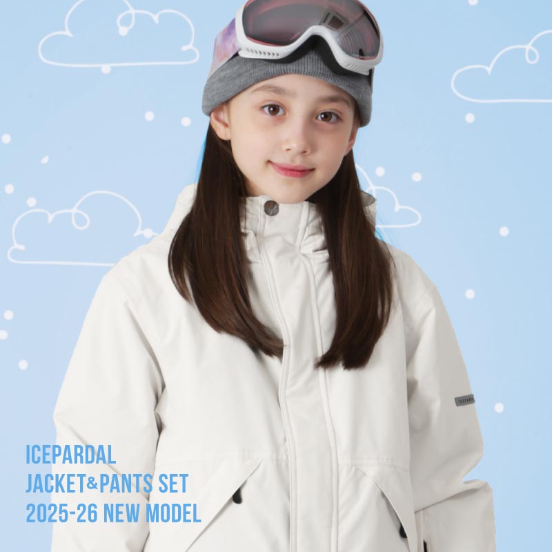 [15~20カラー] スノーボードウェア キッズ ジュニア スキーウェア 上下セット 15cmサイズ調整可 中綿入り 撥水 防寒 25-26モデル ICEPARDAL/アイスパーダル IJS-889MJ