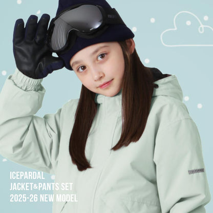 [1~14カラー]スノーボードウェア キッズ 上下セット ジュニア スキーウェア 中綿入り 撥水 防寒 15cmサイズ調整可 25-26モデル ICEPARDAL/アイスパーダル IJS-889MJ