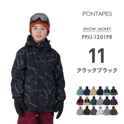 発送開始[1~14カラー] スノーボードウェア キッズ ジャケット単品 ジュニア スキーウェア 中綿入り 撥水 防寒 15cmサイズ調整可 25-26モデル PONTAPES/ポンタぺス PPJJ-1201PR