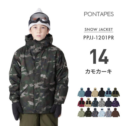 発送開始[1~14カラー] スノーボードウェア キッズ ジャケット単品 ジュニア スキーウェア 中綿入り 撥水 防寒 15cmサイズ調整可 25-26モデル PONTAPES/ポンタぺス PPJJ-1201PR