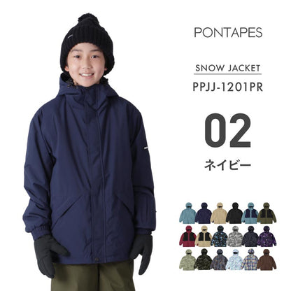 発送開始[1~14カラー] スノーボードウェア キッズ ジャケット単品 ジュニア スキーウェア 中綿入り 撥水 防寒 15cmサイズ調整可 25-26モデル PONTAPES/ポンタぺス PPJJ-1201PR