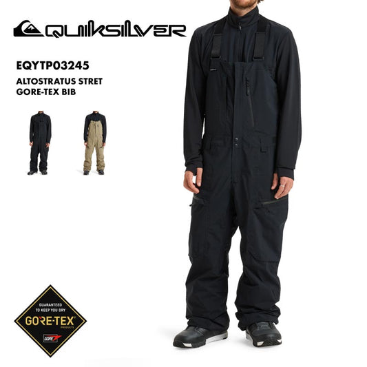 QUIKSILVER/クイックシルバー メンズ GORE-TEX スノービブパンツ ALTOSTRATUS STRET GORE-TEX BIB 2025-26SNOW EQYTP03245 スノーウェア スノー スキー スノボ スノーボード ウインタースポーツ ブーツゲイター 連結用ループ 撥水ファスナー ベンチレーション 男性用
