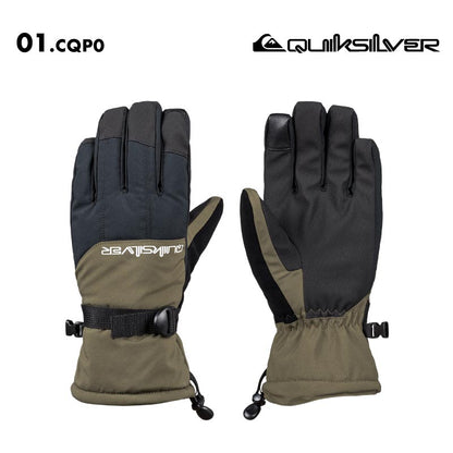 QUIKSILVER/クイックシルバー メンズ スノー 5指グローブ MISSION GLOVE 2024-25 SNOW EQYHN03193 スノーボード スキー ロングフィット 手袋 てぶくろ 防寒 タッチパネル対応 撥水 耐水 ゴーグル拭きパネル 男性用