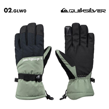 QUIKSILVER/クイックシルバー メンズ スノー 5指グローブ MISSION GLOVE 2024-25 SNOW EQYHN03193 スノーボード スキー ロングフィット 手袋 てぶくろ 防寒 タッチパネル対応 撥水 耐水 ゴーグル拭きパネル 男性用