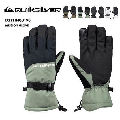 QUIKSILVER/クイックシルバー メンズ スノー 5指グローブ MISSION GLOVE 2024-25 SNOW EQYHN03193 スノーボード スキー ロングフィット 手袋 てぶくろ 防寒 タッチパネル対応 撥水 耐水 ゴーグル拭きパネル 男性用