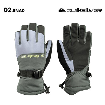 QUIKSILVER/クイックシルバー キッズ ジュニア 5指グローブ MISSION YOUTH GLOVE 2024-25 SNOW EQBHN03039 スノーボード スキー 防寒 手袋 撥水 防水 タッチパネル対応 裏地フリース ゴーグル拭きパネル リーシュコード ジュニア 子供用 こども用 男の子用 女の子用