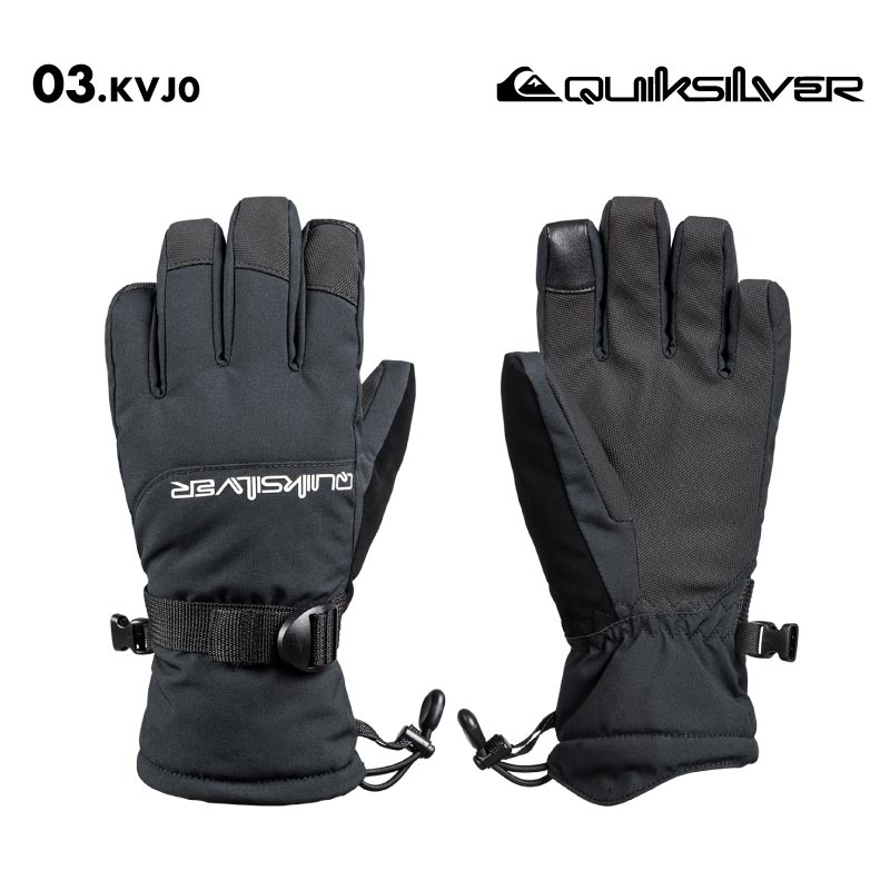 QUIKSILVER/クイックシルバー キッズ ジュニア 5指グローブ MISSION YOUTH GLOVE 2024-25 SNOW EQBHN03039 スノーボード スキー 防寒 手袋 撥水 防水 タッチパネル対応 裏地フリース ゴーグル拭きパネル リーシュコード ジュニア 子供用 こども用 男の子用 女の子用