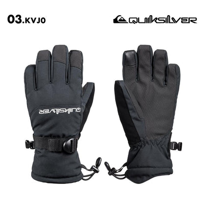 QUIKSILVER/クイックシルバー キッズ ジュニア 5指グローブ MISSION YOUTH GLOVE 2024-25 SNOW EQBHN03039 スノーボード スキー 防寒 手袋 撥水 防水 タッチパネル対応 裏地フリース ゴーグル拭きパネル リーシュコード ジュニア 子供用 こども用 男の子用 女の子用