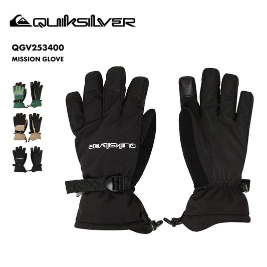 QUIKSILVER/クイックシルバー メンズ 5指グローブ MISSION GLOVE 2025-26SNOW QGV253400 スノーグローブ 手袋 スノー スキー スノボ スノーボード 耐水 防寒 タッチパネル対応 リーシュコード 男性用