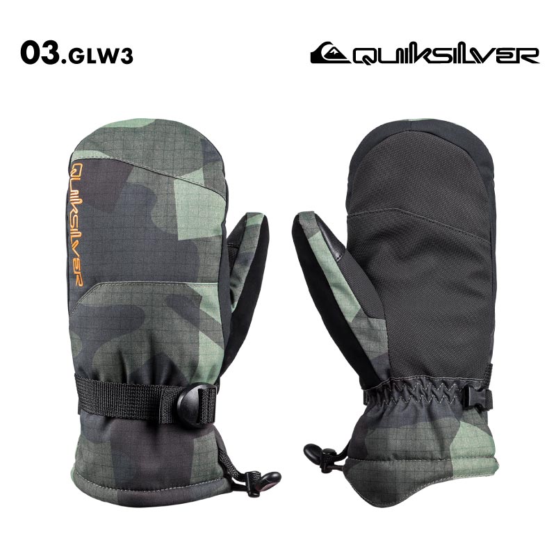 QUIKSILVER/クイックシルバー キッズ ジュニア ミトングローブ MISSION YOUTH MITT 2024-25 SNOW EQBHN03040 スノーボード スキー 防寒 手袋 耐水 撥水 裏地フリース ゴーグル拭きパネル カフスアジャスター リーシュコード ジュニア 子供用 こども用 男の子用 女の子用